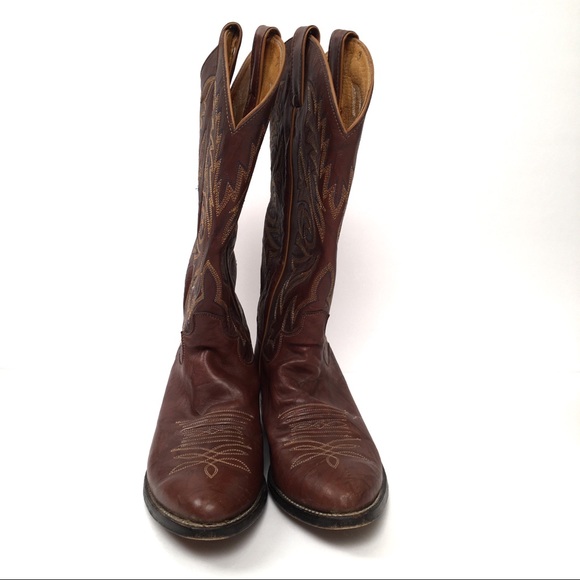 Justin Western Boots Brown Leather - Picture 2 of 8